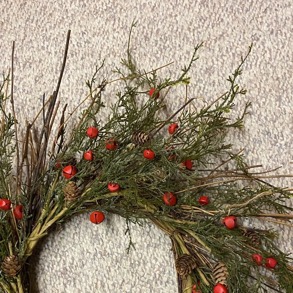Festive Green and Red Holiday Wreath